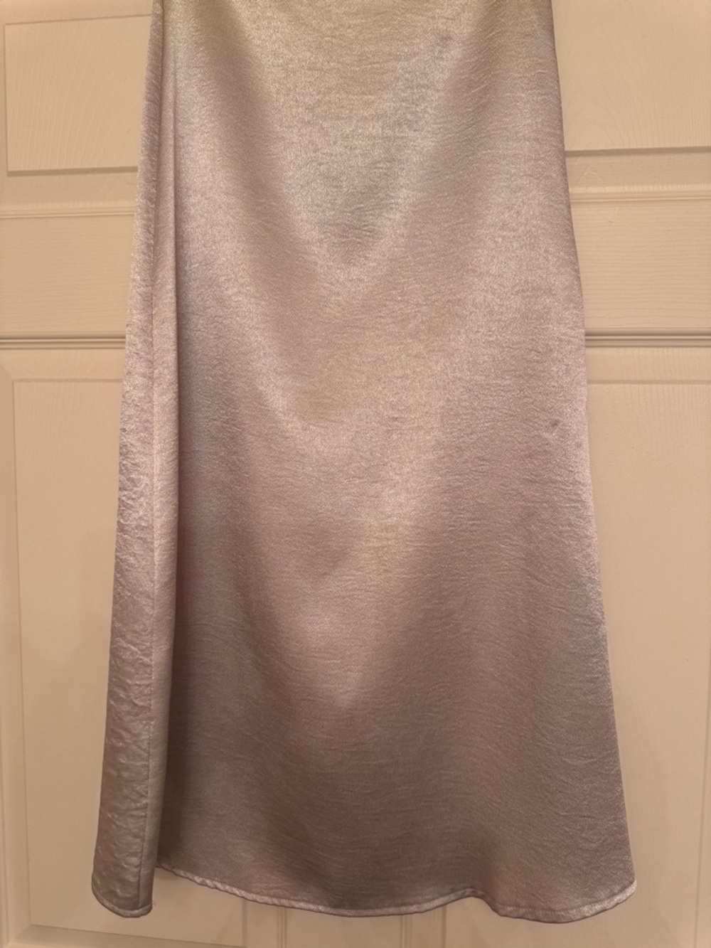 Zara Silver Satin A-Line Midi Skirt - Picture 2 of 11